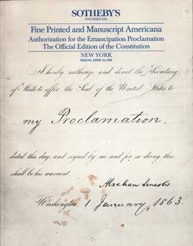 Item #75-1024 Fine Printed And Manuscript Americana: Authorization For The Emancipation...