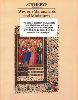 Item #75-1067 Western Manuscripts And Miniatures, lot #s 1-146, sale #5402, sale date June 24,...