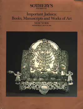 Item #75-1102 Important Judaica: Books, Manuscripts And Works Of Art, lot #s 1-447, sale #5462,...