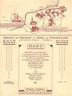 Item #75-1702 Banquet menu for the Amicale Des Enfants Du Nord, Du Pas-De-Calais, De La Somme Et...