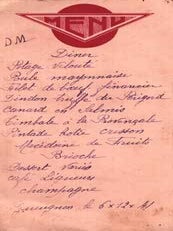 Item #75-1764 French dinner menu