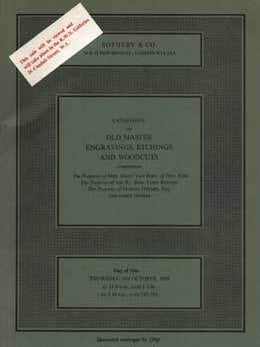 Item #75-1999 Catalogue of Old Master Engravings, Etchings and Woodcuts, October 9, 1969, Lot #s...