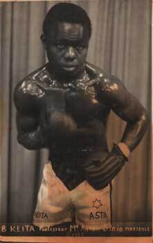 Item #75-2335 French postcard with plate of boxer B. Keita. Jean Michel Photographie B. Keita