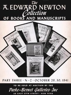 Item #75-3430 The A. Edward Newton Collection of Books and Manuscripts. Parke-Bernet Galleries