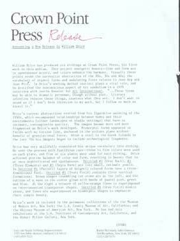 Item #75-7091 Crown Point Press: Announcing a New Release by William Brice. Crown Point Press