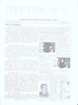 Item #75-7808 Deltiology, A Journal for Postcard Collectors and Dealers: Types of Deltiologists....