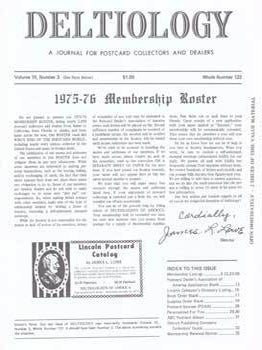 Item #75-7821 Deltiology, A Journal for Postcard Collectors and Dealers: 1975-76 Membership...