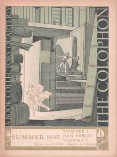 Item #75-8530 The Colophon, New Series : a Quarterly for Bookmen. Volume 1, Number 1, Summer...