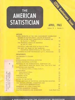 Item #75-8881 The American Statistician, Vol. XIX, No. 2, April 1965. Morris Hamburg