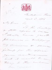 Item #75-9688 Letter from Campbell, April 2nd, 1856. 1st Baron Campbell John Campbell