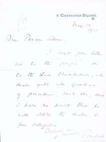 Item #75-9702 Letter from Sidney Herbert, 14th Earl of Pembroke. Sidney Herbert