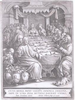 Item #76-0098 The Marriage of Cana. Jan van Stradanus, Adriaen Collaert, After, Engraver