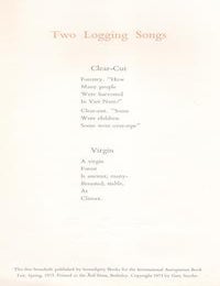 Broadside :Two Logging Songs | Gary Snyder, American Poet b.1930