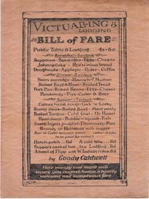 Item #76-0816 Victualling & Lodging. Bill of Fare. American Publisher