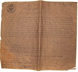 Item #76-0827 First United States Patent Grant, July 31, 1790. American Publisher