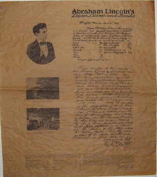 Item #76-0828 Abraham Lincoln’s Liquor License and Bond, 1833. American Publisher