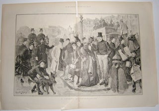 Item #76-1175 A London Street-Crossing. The Illustrated London News, April 20, 1889. Everard...