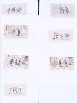 Item #76-1468 Seven vignettes of People encountering each other. Le Mariage Force, Comedie, by...