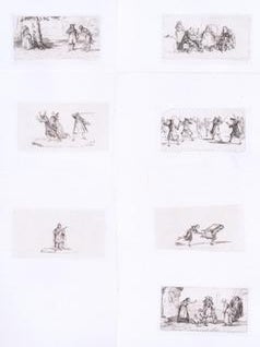 Item #76-1517 Seven vignettes, from Monsieur de Pourceaugnac, Comedie, by Jean Baptiste Moliere....
