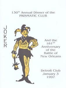 Item #77-0503 130th Annual Dinner of the Prismatic Club and the 181st Anniversary of the Battle...