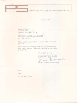 Item #77-0510 Letter from Presentation Sales Corp to Omni Graphics, Catalog. Presentation Sales Corp