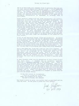 Item #77-0740 Eulogy for Frank Bair. Fred Ruffner