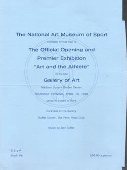 Item #77-0771 The National Art Museum of Sport Cordially Invites You To The Official Opening and...