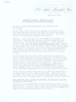 Item #77-0785 Important Notice: Prices to go Up on Ruthven Limited Edition Prints. B. Russell...